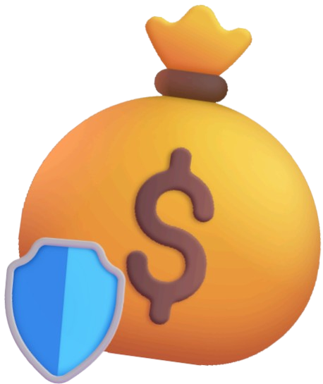 Proteção contra chargeback - Ícone de saco de dinheiro protegido